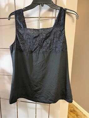 Christopher & Banks Black Lace-Trim Tank Top